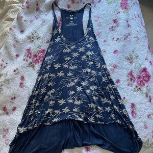 Tropical Navy Blue Tank Top